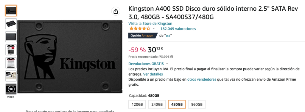 Kingston A400 precio más bajo